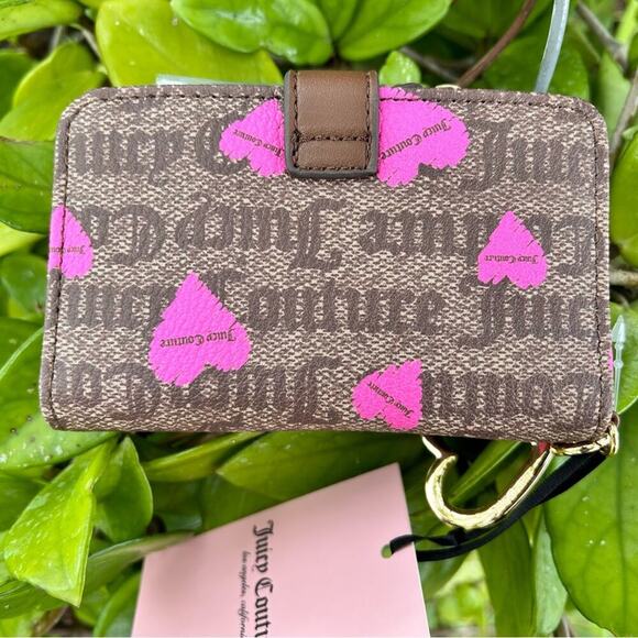Juicy Couture Brown and Pink Wallet with Heart Accents - Picture 2 of 3
